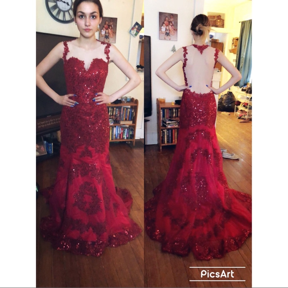 Mermaid fit prom dress Angle Model dress